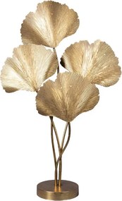 Lampă de masă din alamă aurie, cu frunze de ginkgo sculptate, finisaj vintage, 102×59×23 cm, „Ginkgo"