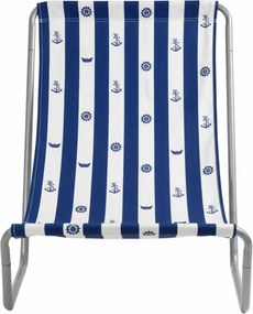 Șezlong pliabil de plaja SAND MARINE, alb-albastru