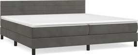 vidaXL Pat box spring cu saltea, gri închis, 200x200 cm, catifea