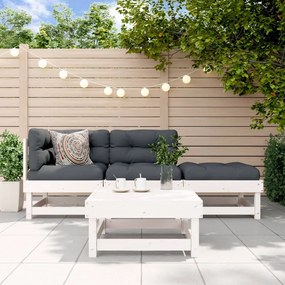 3186481 vidaXL Set mobilier relaxare de grădină, 4 piese, alb, lemn masiv pin