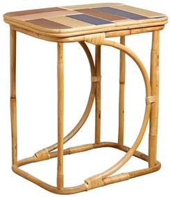 Masuta laterala din rattan, cu placi ceramice multicolore , "Villa"