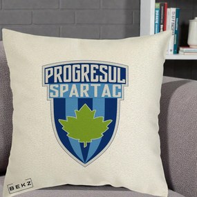 Perna Personalizata Progresul Spartac Fotbal, 40x40 cm, Ecru, Husa Detasabila, Perna Inclusa, BEKZ®
