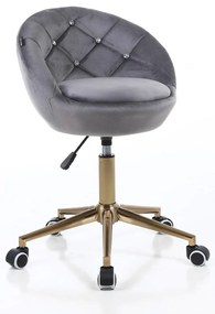 HR948K Scaun Grafit din Catifea cu Bază Aurie