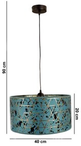 Lustră pe cablu REZO 1xE27/60W/230V turcoaz