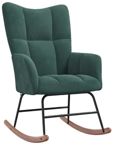328141 vidaXL Scaun balansoar, verde închis, catifea