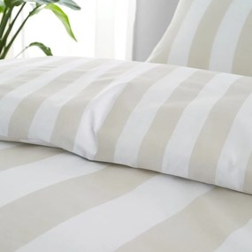 Lenjerie de pat albă/bej pentru pat dublu 200x200 cm Cove Stripe – Catherine Lansfield