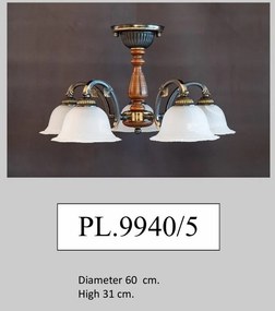 Lustra rustica aplicata cu 5 brate design italian 9940