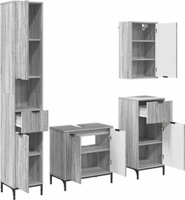 vidaXL Set de mobilier pentru baie Gri Sonoma Lemn de inginerie, Metal