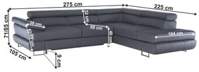 Set canapea cu spaţiu de depozitare, gri, dreapta, BUTON R