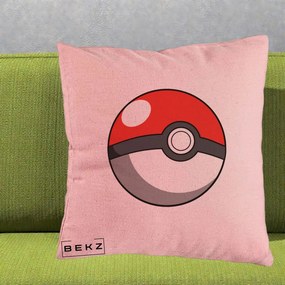 Perna Personalizata Pokeball Rosie, 40x40 cm, Roz, Husa Detasabila, Perna Inclusa, BEKZ®