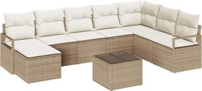 vidaXL Set de canapea cu pernă 9 pcs Bej și crem poliratan