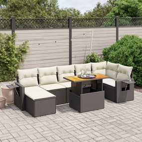 3275709 vidaXL Set mobilier de grădină cu perne, 8 piese, negru, poliratan