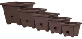 Jardinieră cu auto-irigare Plastia Bergamot 40 x 40 cm, maro, 40 x 40 cm