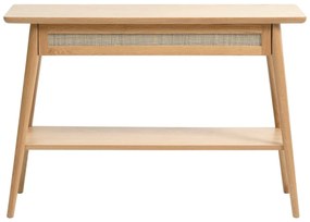 Masă consolă în culoare naturală cu blat cu aspect de lemn de stejar 40x110 cm Barrali – Unique Furniture