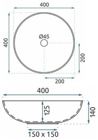 Lavoar pentru blat Mandala Alb cu model, Rea