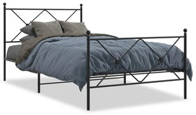 376514 vidaXL Cadru pat metalic cu tăblii de cap/picioare, negru, 100x190 cm