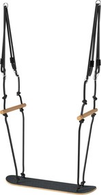 AIYAPLAY Leagăn skateboard pentru copii cu înălțime reglabilă, placă antiderapantă, frânghie rezistentă la intemperii, mânere Negru | Aosom Romania