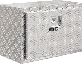 HOMCOM Cutie de Scule din Aluminiu cu Încuietoare și 2 Chei, Box de Depozitare 76L, Rezistentă și Impermeabilă, pentru Pickup Rulote Remorci, 60,9x35,5x40,6cm, Argintiu | Aosom Romania