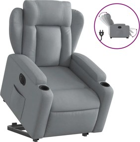 vidaXL Fotoliu electric rabatabil cu ridicare, gri deschis, textil