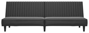 Canapea extensibila cu 2 locuri, negru, piele ecologica Negru, Fara scaunel pentru picioare Fara scaunel pentru picioare