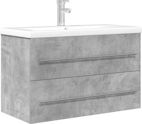 vidaXL Set mobilier de baie, 2 piese, gri beton, lemn compozit