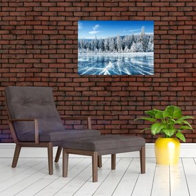 Tablou cu lacul înghețat și copacii înzăpeziți (70x50 cm)