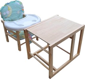 Scaun de masa pentru copii si bebe transformabil in masuta NOVOKIDS™ Wooden Table Chair, Din lemn masiv, Centura de siguranta, Sezut comfortabil