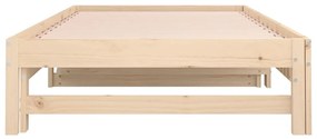 Pat de zi extensibil, 2x(90x200) cm, lemn masiv de pin Maro, 90 x 200 cm