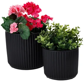 Ghiveci de flori din ceramică, negru mat, KELSO TIP 2