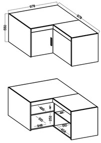 Suprastructură pentru dulap Elanor V (alb). 1096882