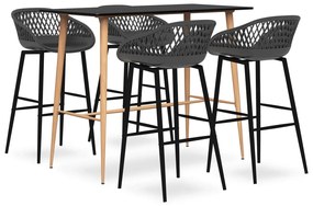 vidaXL Set mobilier de bar, 5 piese, negru și gri