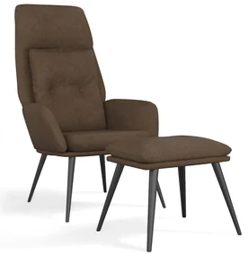 3097734 vidaXL Scaun de relaxare cu taburet, maro, microfibră