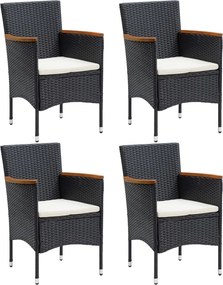 vidaXL Scaune de masă pentru grădină, 4 buc., negru, poliratan