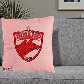 Perna Personalizata FC Dinamo Bucuresti 1948 Fotbal, 40x40 cm, Roz, Husa Detasabila, Perna Inclusa, BEKZ®