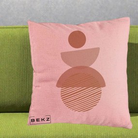 Perna Decorativa Geometric Boho Forme Terracotta, 40x40 cm, Roz, Husa Detasabila, Perna Inclusa, BEKZ®