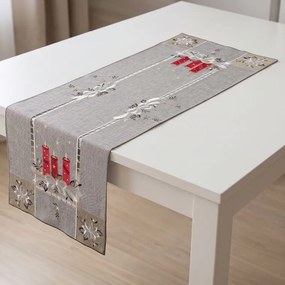 decoDoma Traversă de masă cu broderie TREI LUMÂNĂRI 40 x 110 cm
