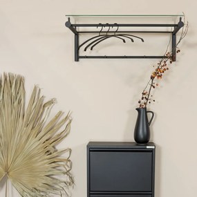 Cuier de perete argintiu cu raft din metal 79 cm Suza – Spinder Design