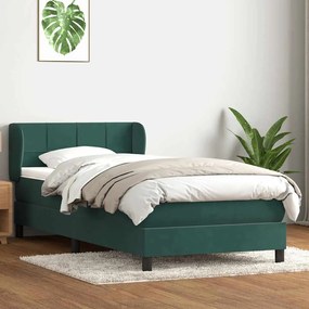 vidaXL Pat box spring cu saltea, verde închis, 80x220 cm, catifea