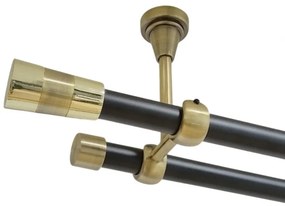 Galerie dubla valeo fara inele prindere tavan 19/19 mm negru aur antic (Alege marime: 200 cm)