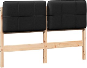 vidaXL Tăblie tapițată Maro și negru 140 cm Lemn de pin masiv