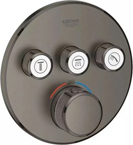Baterie dus incastrata cu termostat Grohe Grohtherm SmartControl 3 iesiri antracit periat Hard Graphite