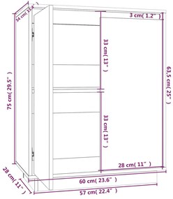 Servanta, 60x34x75 cm, lemn masiv de pin 1, Maro