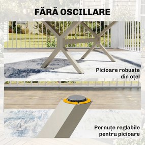 Outsunny Masă Extensibilă de Grădină pentru 8-10 Persoane, din Aluminiu și Oțel, 154/214x85x73 cm, Gri | Aosom Romania