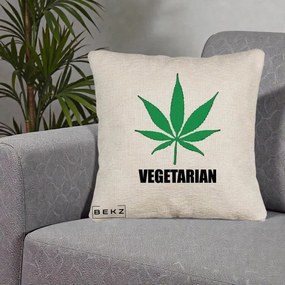 Perna Decorativa Vegetarian cu Frunza, 40x40 cm, Bej Canapea, Husa Detasabila, Perna Inclusa, BEKZ®