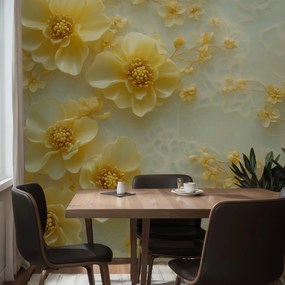 Fototapet - Flori galbene delicate 3D (147x102 cm)