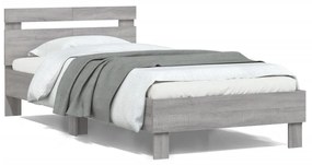 838531 vidaXL Cadru de pat cu tăblie gri sonoma 100x200 cm lemn prelucrat