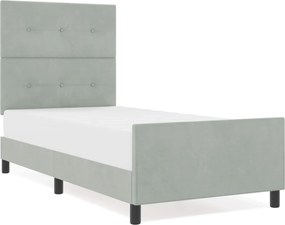 vidaXL Pat cu arcuri cu headboard Gri deschis 90 x 190 cm Catifea