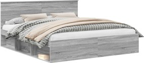 vidaXL Cadru de pat cu headboard Gri Sonoma 180 x 200 cm Lemn compozit
