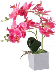 Floare artificiala Phalaenopsis Vivilinen, plastic, alb/verde/roz, 10 x 10 x 30 cm