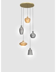 Lustră pe cablu Wofi 5005-501 ROUEN 5xE14/40W/230V auriu/gri